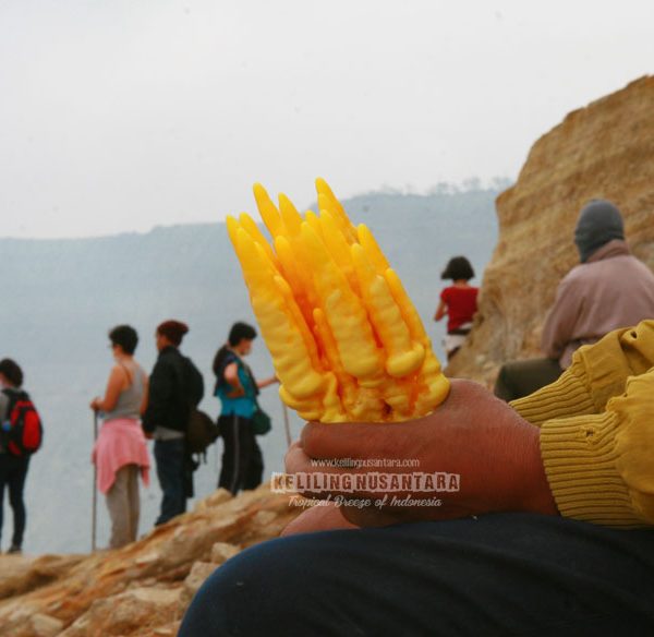 Sulfur souvenir in Ijen crater