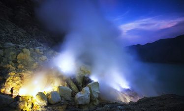 Blue fire of Ijen crater