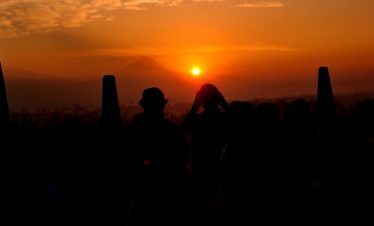 Enjoying Borobudur sunrise moment